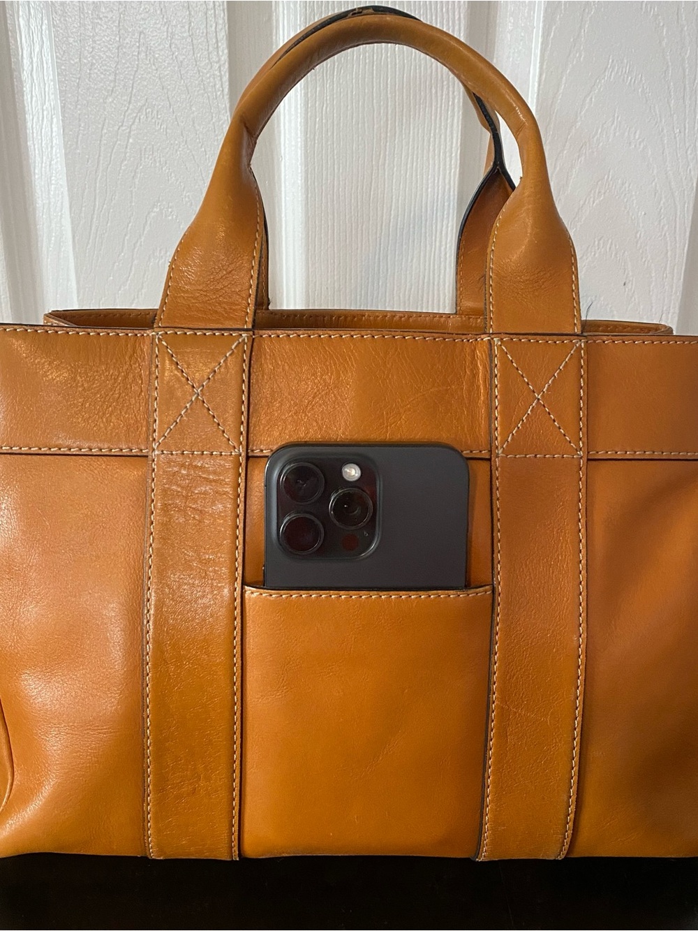 Y2K Leather Tote Bag in Cognac Brown
